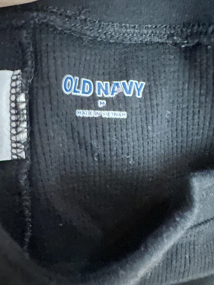 Pantalones térmicos Old Navy para hombre medianos negros tejidos gofre botón mosca capa base Foto 3 de 4