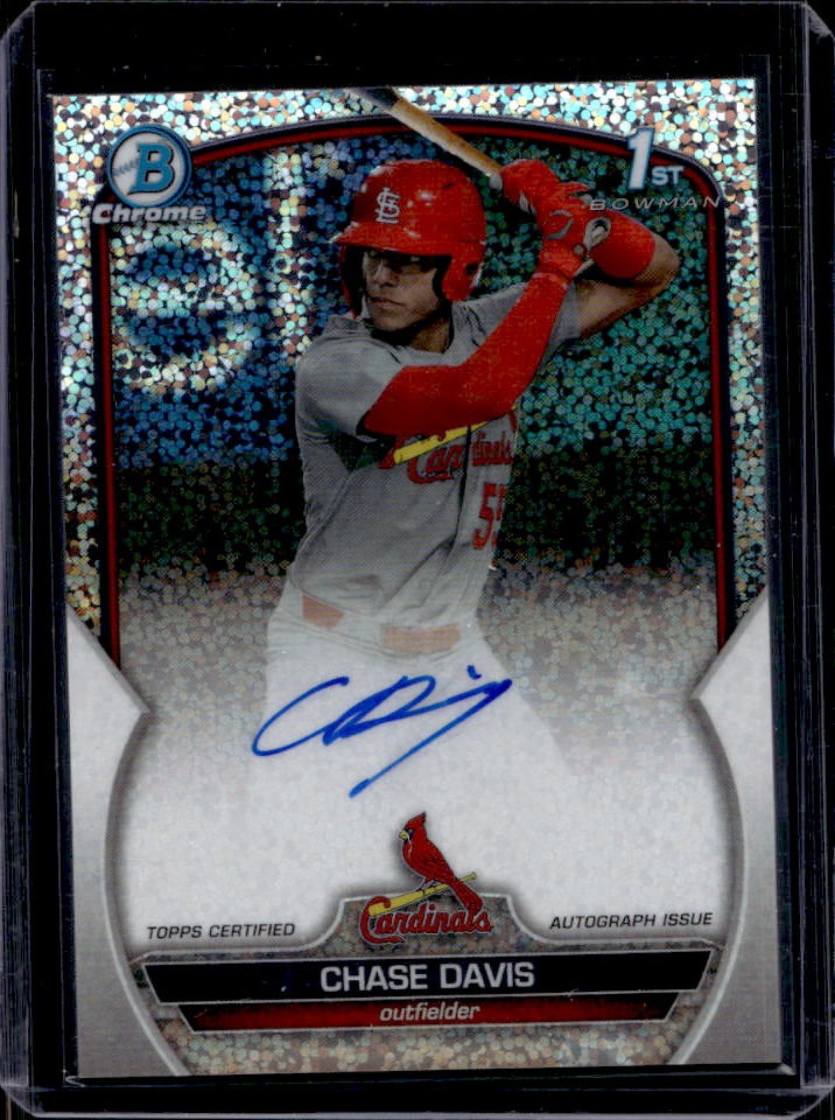 2023 Bowman Draft Chase Davis Chrome Auto Sparkle Refractor 1st #/71 Cardinals