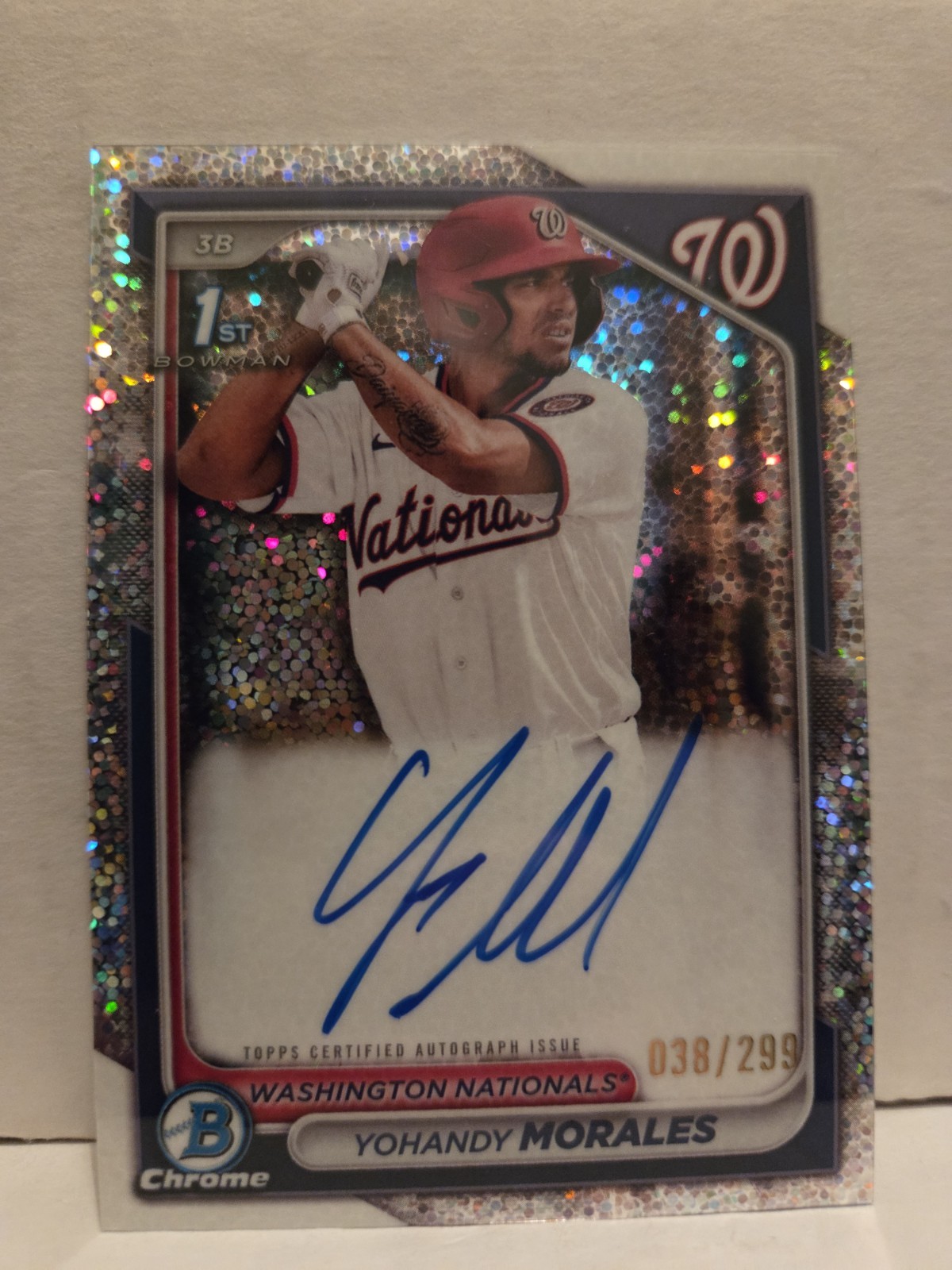 Yohandy Morales 2024 Bowman Chrome Speckle Refractor Auto /299 1st Prospect RC