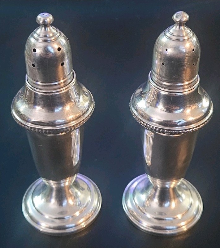 Empire: Sterling, Weighted; Vintage; Sterling Salt & Pepper Shakers-4 1/2" Tall
