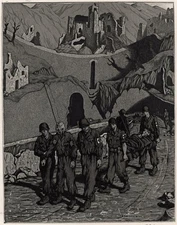 Rudolph Carl von Ripper (1905-1960) Signed Etching WW2 Wounded Soldiers 1946