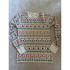 Hanna Andersson Elf Top Womens S Cream Raised By Elves Thermal Pajama Shirt