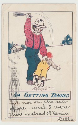Father Spanking Child Comic Drawing Cedarville Ohio Postcard