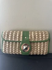 Kate Spade New York Straw Leather-Trimmed Clutch
