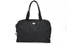 PRADA Borsa A Tracolla Shopping Logo Lucchetto Documenti Unisex Nylon Nero 6988h
