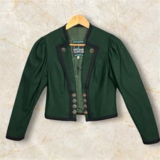 Bavaria Loden Wool Trachten Jacket Green Coin Buttons Womens 38 Oktoberfest