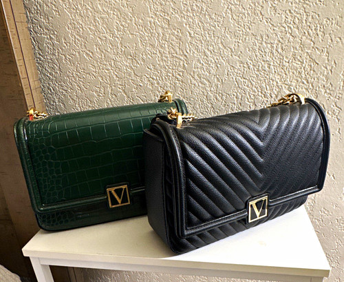 Victoria's Secret 2x Flap Shoulder Bags Quilted/Croc, Chain Strap ...