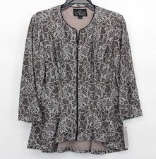 NWT Alex Evenings Women  s S Black Silver Floral Lace Zip Up 3/4 Sleeve Jacket