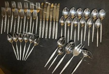 Nasco Fleur Stainless Flatware 41 pc Knife Spoons Forks Serving Service For 6 ++