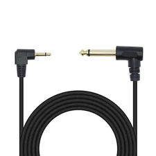 90 Degree 1/8 TS to 1/4 Cable, Right Angle 3.5mm Mono Male Mono... 