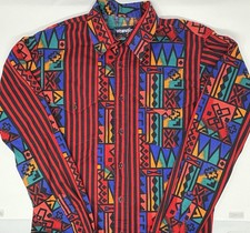 Vintage Wrangler Cowboy Cut Regular Fit Western Shirt Colorful Aztec 15.5-35 USA