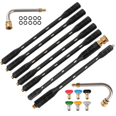 #ad #ad 15quot; Extension Wand for Pressure Washer w 90° 30° Curved 6 Spray Nozzles $37.10