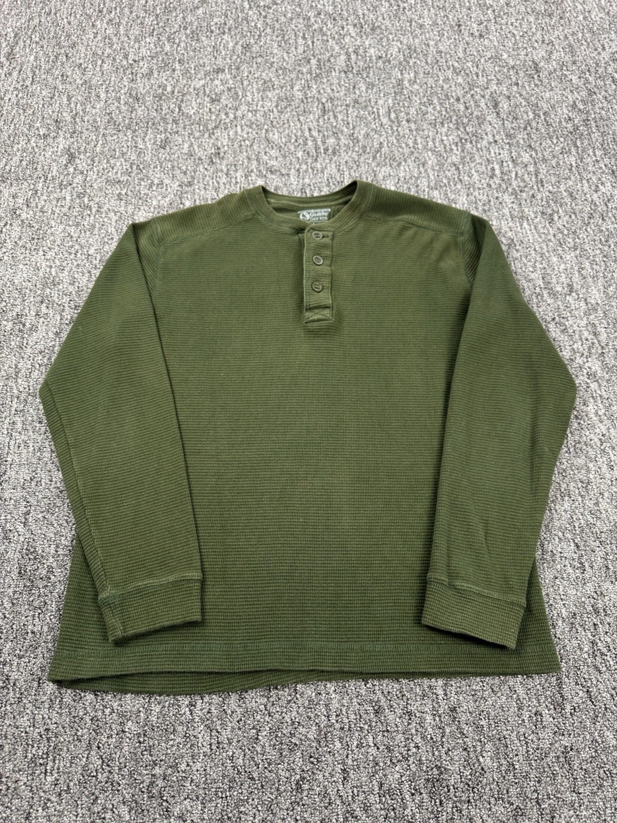 Gander Mountain Sweatshirt Men Large Guide Series Waffle Knit Henley Thermal