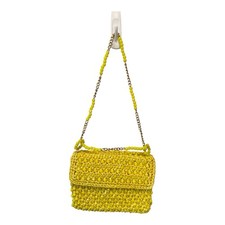 Authentic Vintage 1960s Canary Yellow Beaded Handbag Made in Hong Kong