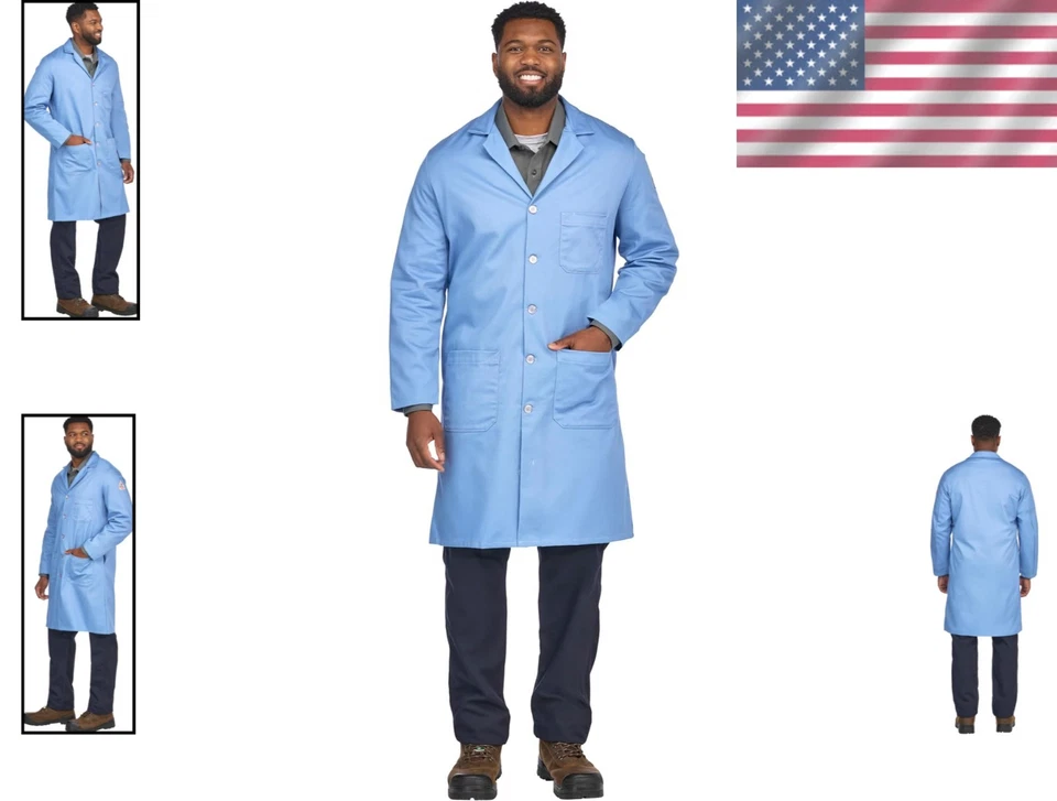 Flame Resistant Cotton Lab Coat, Light Blue, Small - Image 2 of 4