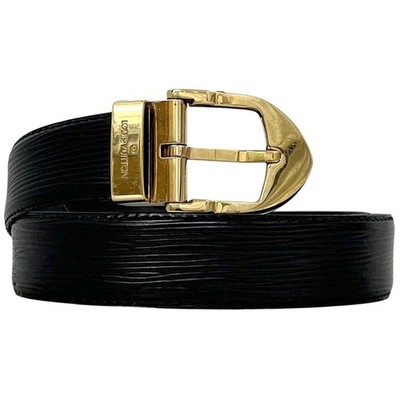 Louis Vuitton Belt Ceinture Classic Black Noir Epi Leather M6832V Waist 88cm