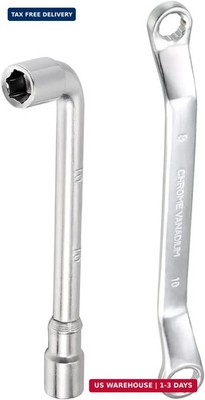 uxcell 10mm Metric L Shaped Angled and Double Box End Wrench Set,High Carbon Ste