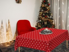 Einfache mohnrot wei&szlig;e Sterne Kinder abwischbare PVC Kunststoff Vinyl Tischdecke