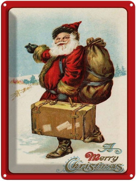 Blechschild 40X30 Cm Merry Christmas Schnee Deko Geschenk Metall Schild-image