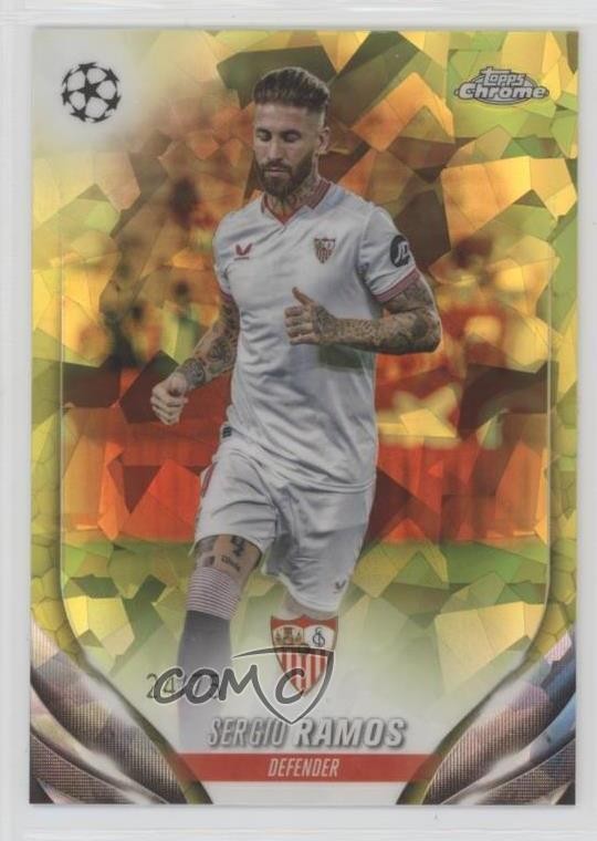 2023 Topps Chrome UEFA Club Competitions Sapphire Yellow 24/75 Sergio Ramos 0sc3
