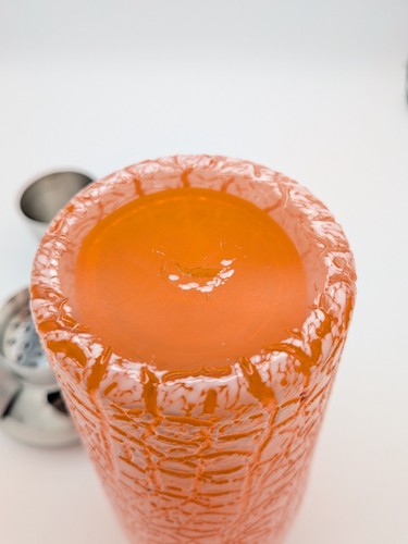 Coctelera moderna Mid Century naranja vidrio esmerilado y tapa de acero inoxidable - Imagen 9 de 12