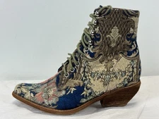 Jeffrey Campbell Tapestry Ankle Boots Sz 6.5 Women’s Boho Prairie Coachella