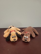 Pound Puppies Mini Plush 8" Brown Black and 8 brown 1986 Dogs Vintage Tonka