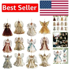 Elegant 12-Pc Wooden Angel Christmas Ornaments for Charming Holiday Decor