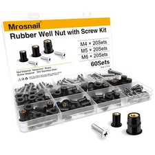 Mrosnail 60Pcs M4 M5 M6 Neoprene Well Nuts Kit with Stainless Steel Screws fo...