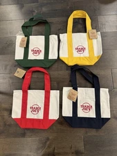 Trader Joe's Mini Canvas Tote Bag Set Of 4 Red Blue Green Yellow CHRISTMAS 2025