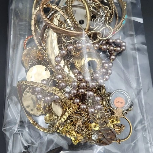 20+ Piece Jewelry Mystery Bag Lot Gold-Tone - Wearable Vintage & Modern - Jar