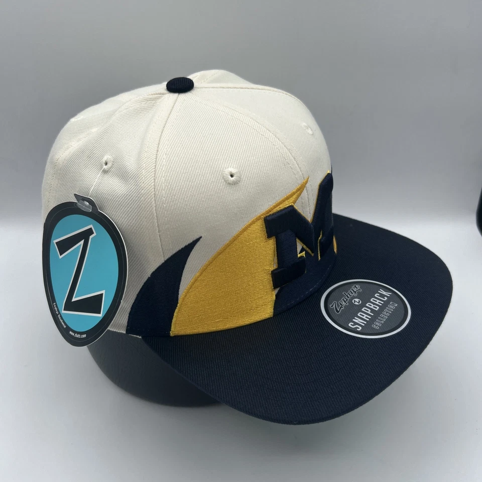 Michigan Wolverines Hat Zephyr Z Hat Retro Sharktooth Perform Snapback Cap H92 - Image 3 of 4