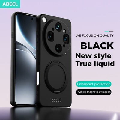 For Oppo Find X9 Ultra, Hybrid Ring Holder Kickstand Soft Liquid Silicone Case
