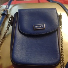 DKNY Blue Small Pouch Crossbody Bag w/ Chain ...