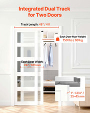 Bypass Sliding Door Hardware Kit, for Closet