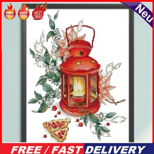 Embroidery Eco-cotton Thread 14CT Printed Red Lamp Cross Stitch Kit 27x34cm - Photo 1 sur 12