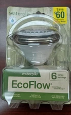 Waterpik EcoFlow 6 spray setting Showerhead, Brushed Nickel & white