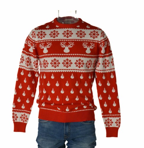 MAGLIONE UOMO DONNA GIROCOLLO NATALE FIOCCHI RENNE ROSSO MARCA JULE  ART.ACR7 | eBay