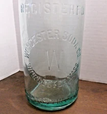 Vintage Worcester Soda Co Aqua Quart Bottle - Worcester MA - Rare Find