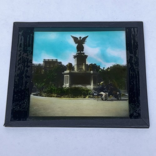 2 Antique Magic Lantern Glass Slides Erker Bros Optical St Louis MO Colorized - Picture 3 of 9