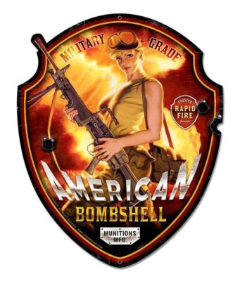 Military Grade American Bombshell USA Pin Up Army Retro Sign Blechschild Schild