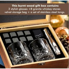 Whiskey Set Gifts with Whiskey Stones  Whiskey Glasses Set of 2