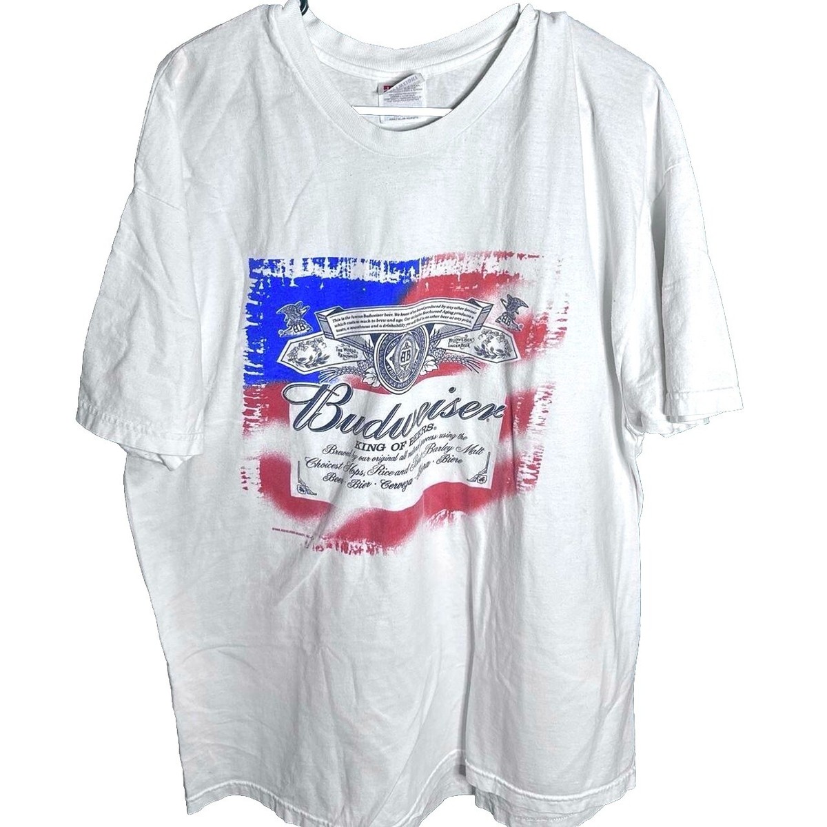 Vintage 90's Budweiser Beer Patriotic Red White And Blue American