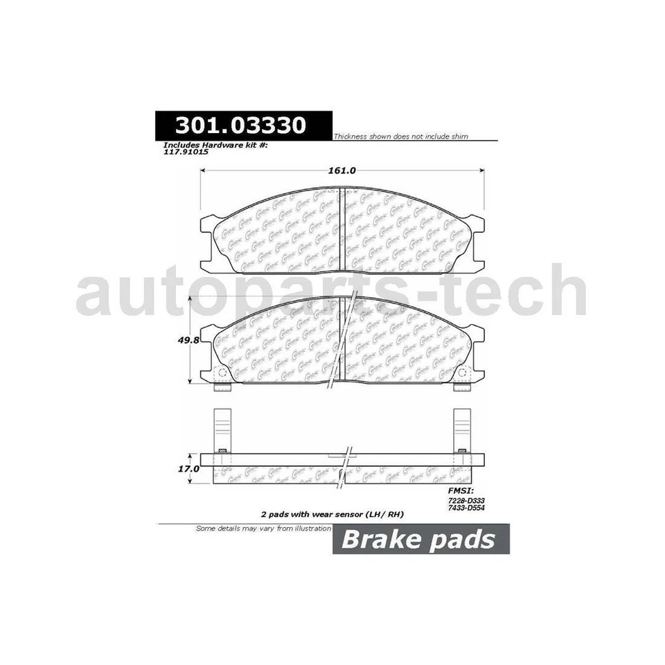 3x Centric Parts conjunto de pastilhas de freio a disco dianteiro rotor de freio a disco para Nissan Frontier - Imagem 3 de 4