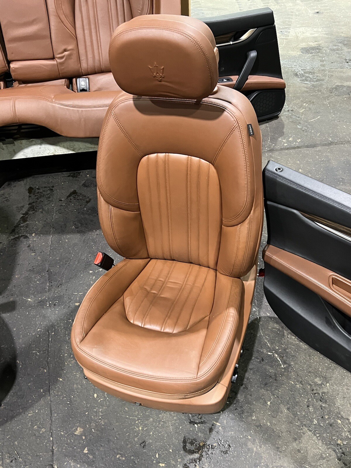 OEM 2014-2017 MASERATI GHIBLI SEAT SEATS HEADREST DOOR PANELS LEATHER BROWN