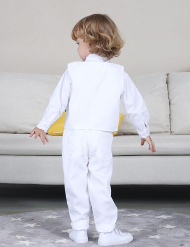 Baby Boy White Baptism Christening Outfit Tuxedo Suit Vest Set 18-24 Months - Picture 4 of 6
