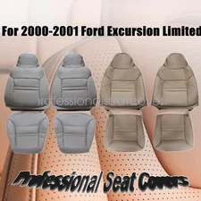 Driver & Passenger Bottom & Top Seat Cover Gray/Tan For 2000-2001 Ford Excursion