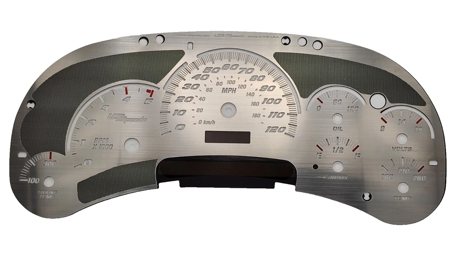 Kit de cara de calibre de acero inoxidable Speedo de EE. UU. punteros a juego de texto blanco GM 2003-06 Foto 3 de 4