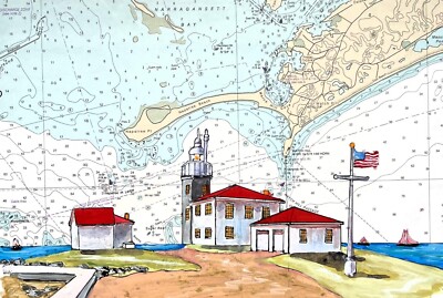 WATCH HILL LIGHTHOUSE art print Westerly RI Original Painting Fishers Island
