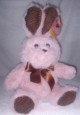 Plush Rose Colored Bunny with Bow 11" Small Plush NWT